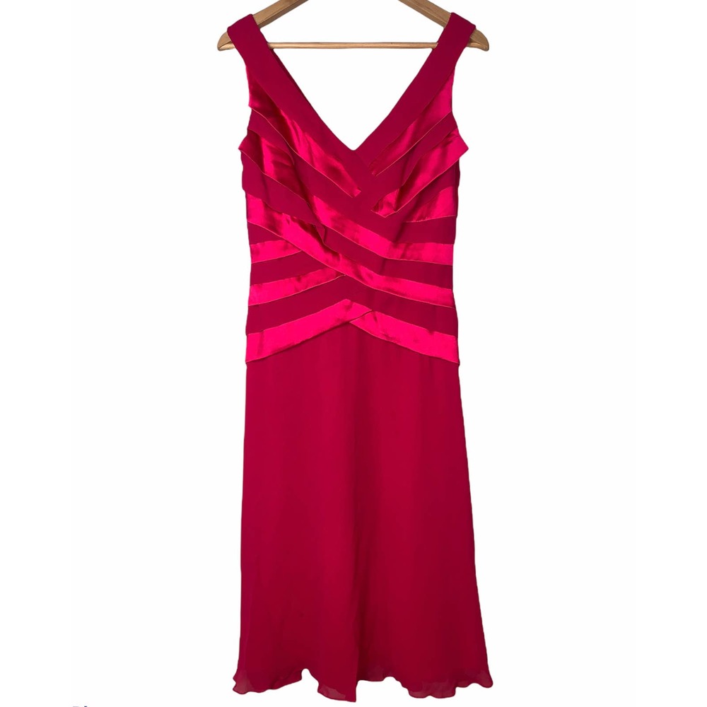 TADASHI Midi Red Magenta Flowy Dress - 8
